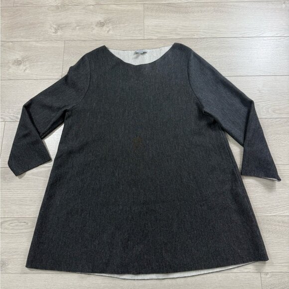 COS Wool Fit & Flare Gray Tunic 3/4 Sleeve Sweater - Picture 1 of 7